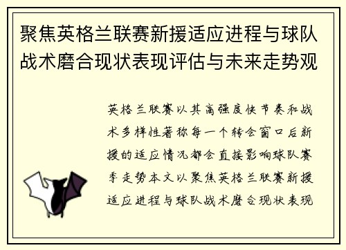 聚焦英格兰联赛新援适应进程与球队战术磨合现状表现评估与未来走势观察
